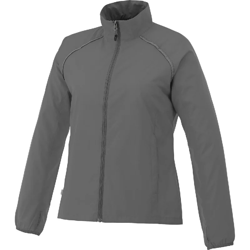 Elevate Women's Grey Storm Egmont Packable Jacket Stand-Up Collar Roll-Neck Collar Turtle Neck Elevate Women's Grey Storm Egmont Packable Jacket Stand-Up Collar Roll-Neck Collar Turtle Neck