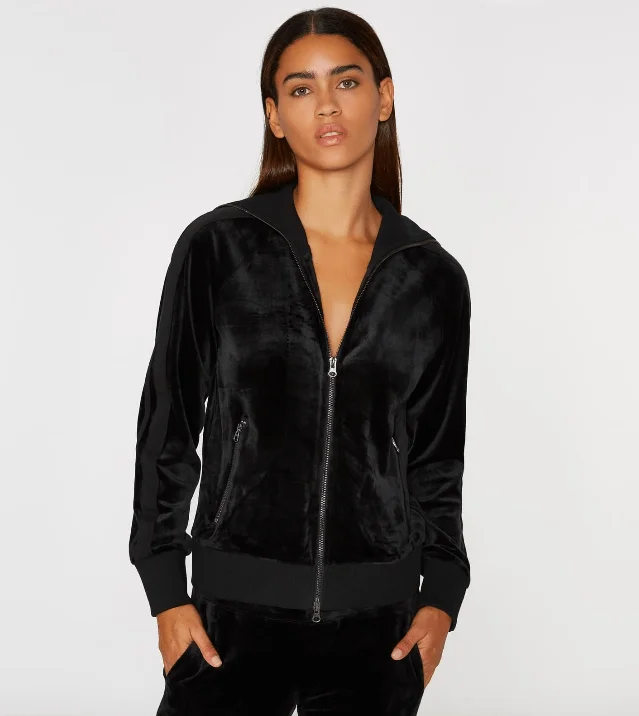 Pam & Gela - Track Jacket with Tonal Racing Stripe in Black Print Jacket Jacquard Jacket Embroidered Jacket Pam & Gela - Track Jacket with Tonal Racing Stripe in Black Print Jacket Jacquard Jacket Embroidered Jacket