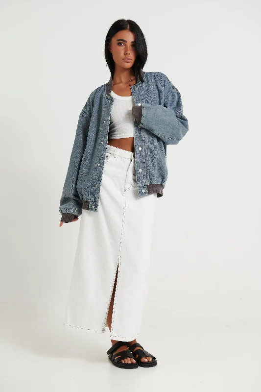 Unisex Vintage Bomber Denim Jacket Blue Striped Jacket Polka Dot Jacket Floral Jacket Unisex Vintage Bomber Denim Jacket Blue Striped Jacket Polka Dot Jacket Floral Jacket