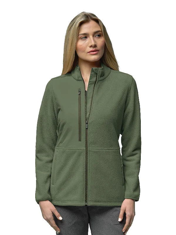 Slate - Women's Micro Fleece Zip Pocket Jacket Stand-Up Collar Roll-Neck Collar Turtle Neck Slate - Women's Micro Fleece Zip Pocket Jacket Stand-Up Collar Roll-Neck Collar Turtle Neck