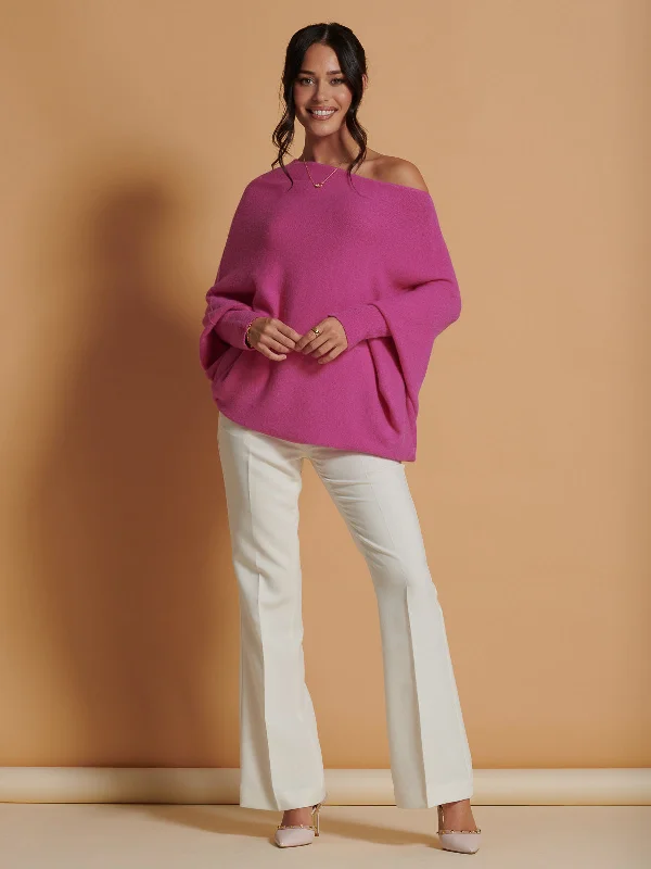 Made In Italy Asymmetric Draped Soft Knit Jumper, Hot Pink Chenille Fabric Brocade Fabric Lace Fabric Made In Italy Asymmetric Draped Soft Knit Jumper, Hot Pink Chenille Fabric Brocade Fabric Lace Fabric