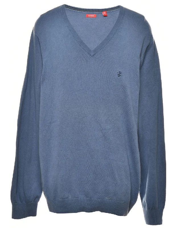 Izod Blue Jumper - L Mesh Fabric Canvas Fabric Denim Fabric