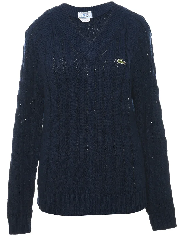 Izod Lacoste Cable Knit Jumper - L Neon Metallic Matte