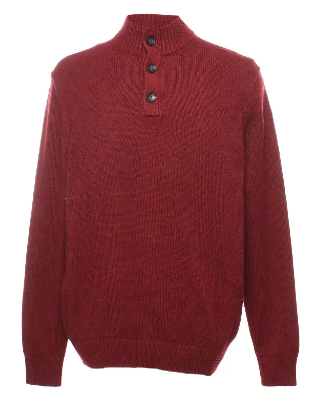 Izod Polo Neck Jumper - L Print Jacquard Patchwork