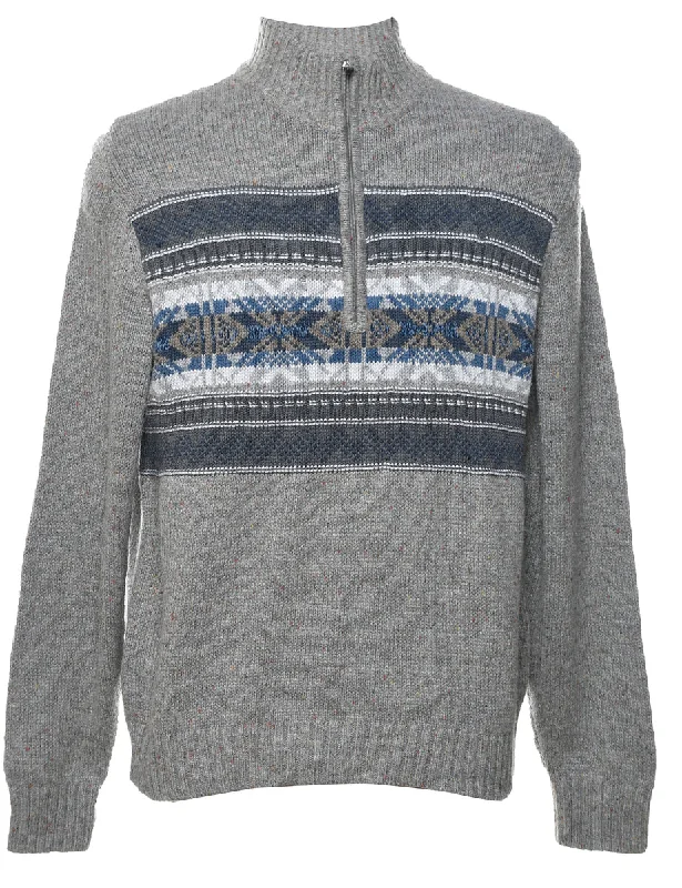 Izod Quarter Zip Nordic Jumper - L Hooded Caped Shawl Collar