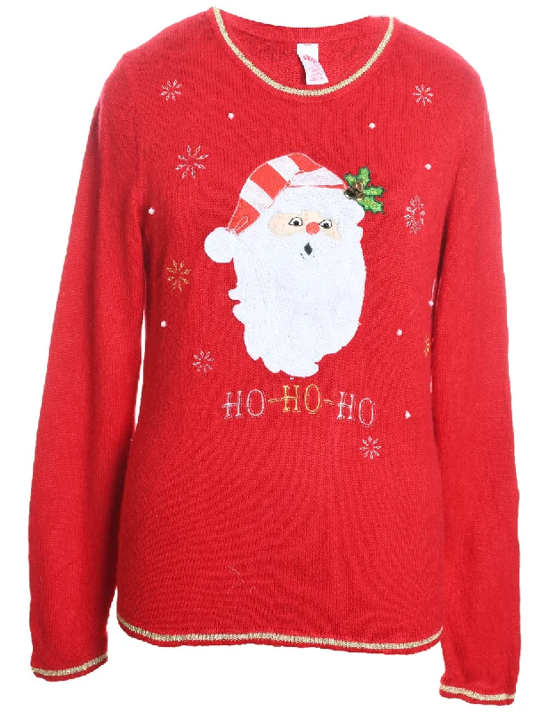 Santa Claus Christmas Jumper - L Chenille Fabric Brocade Fabric Lace Fabric