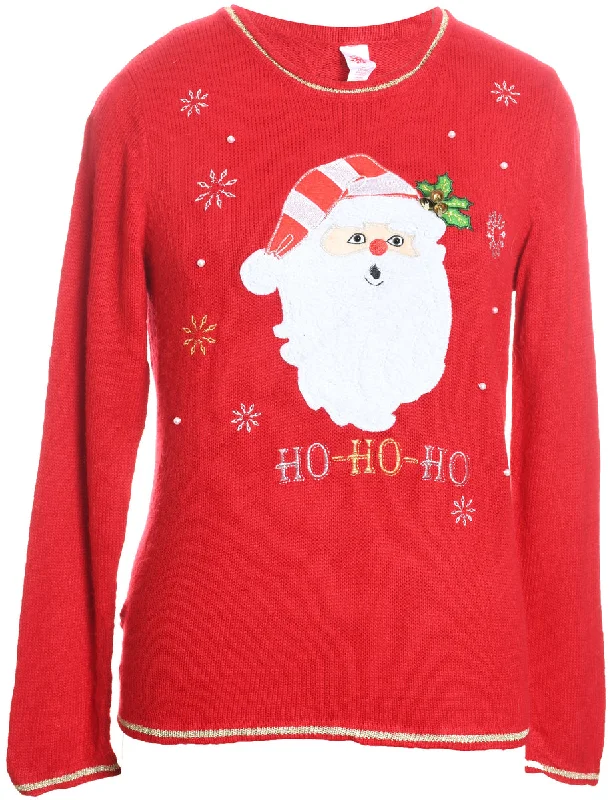 Santa Claus Christmas Jumper - M Faux Fur Fabric Real Fur Fabric Shearling Fabric