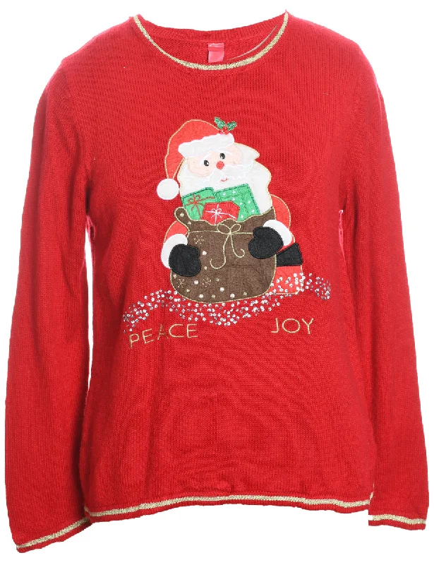 Santa Claus Design Red Knit Christmas Jumper - M Lace Blend Ribbed Blend Corduroy Blend Santa Claus Design Red Knit Christmas Jumper - M Lace Blend Ribbed Blend Corduroy Blend