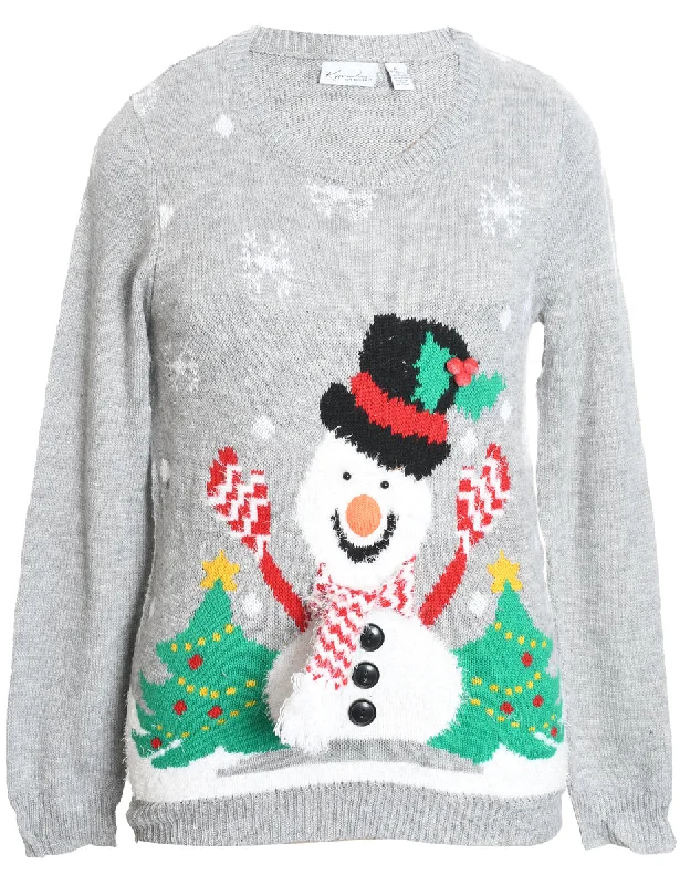 Snowman Christmas Jumper - L Anti-Pilling Anti-Shrink Durable