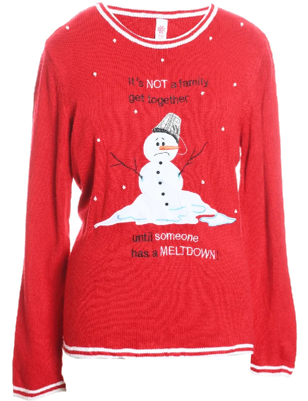 Snowman Christmas Jumper - XL Neon Metallic Matte