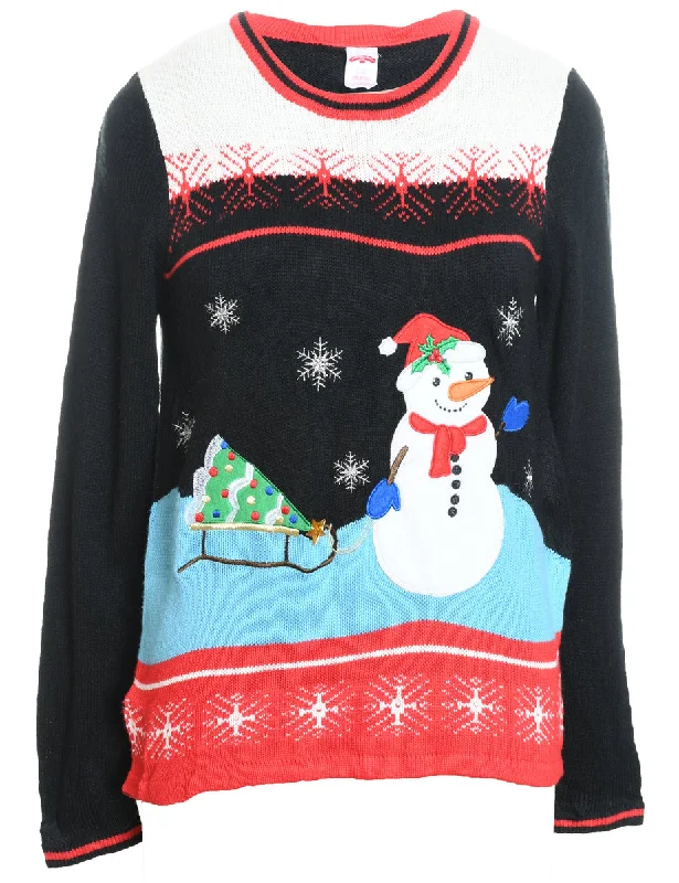 Snowman Design Multi-Colour Knit Christmas Jumper - S Spandex Blend Rayon Blend Denim Blend Snowman Design Multi-Colour Knit Christmas Jumper - S Spandex Blend Rayon Blend Denim Blend