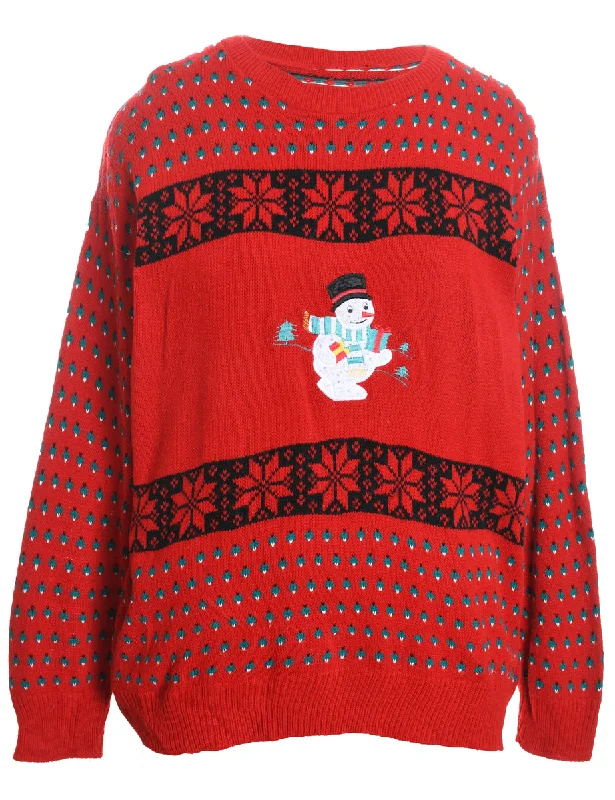 Snowman Nordic Jumper - L Silk Blend Satin Velvet