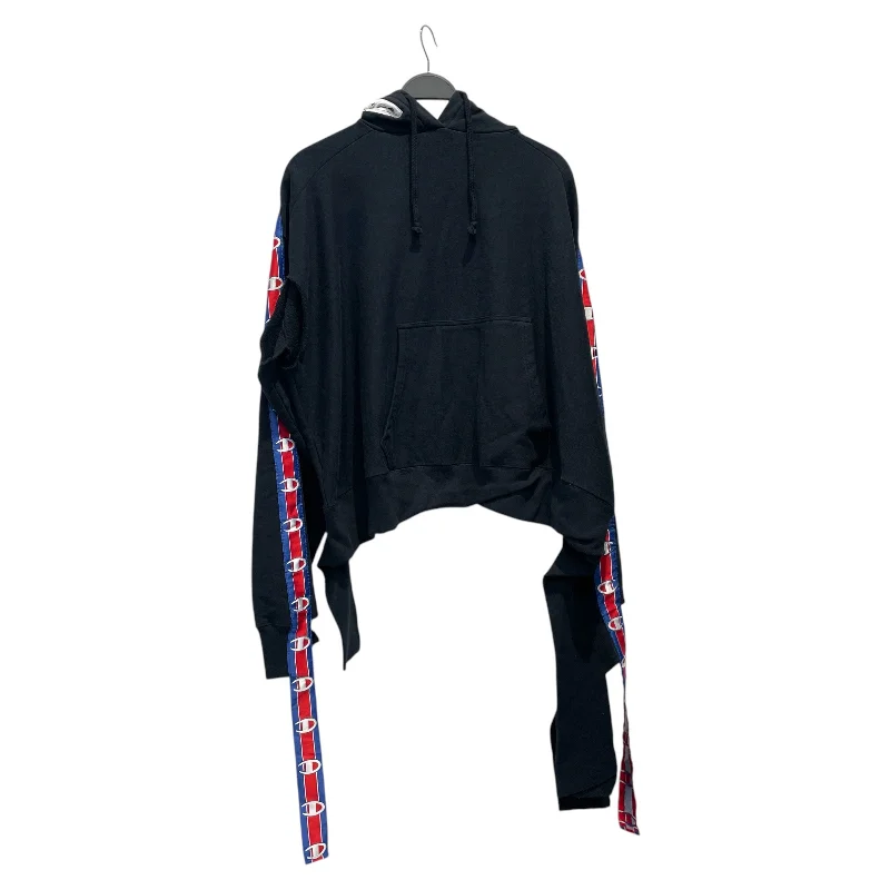 VETEMENTS/Champion/Hoodie/XS/Cotton/BLK/Reverse Weave Hoodie Hoodie with Hidden Zipper Minimalist Clean VETEMENTS/Champion/Hoodie/XS/Cotton/BLK/Reverse Weave Hoodie Hoodie with Hidden Zipper Minimalist Clean
