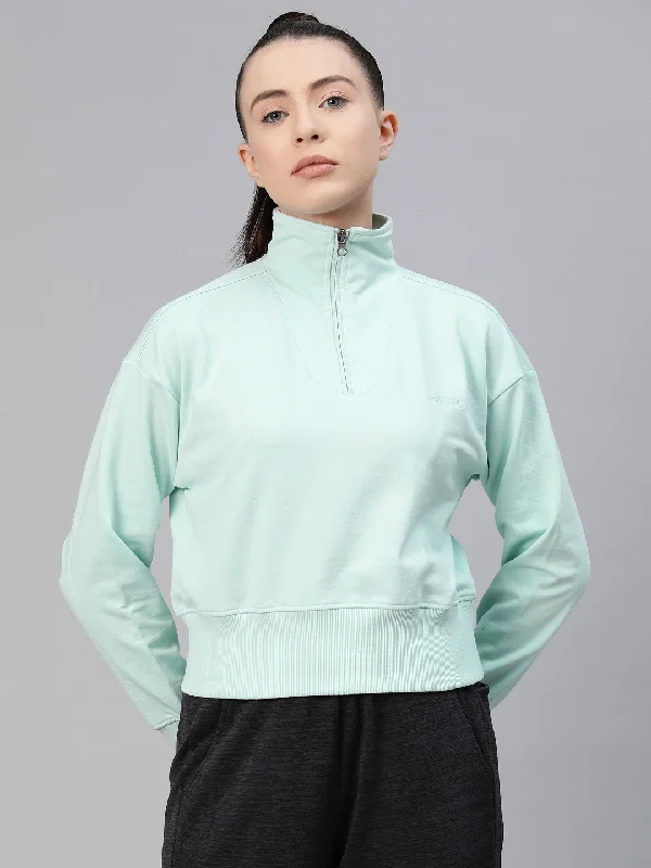 Alcis Women Solid Sweatshirt Hoodie with Button Classic Timeless