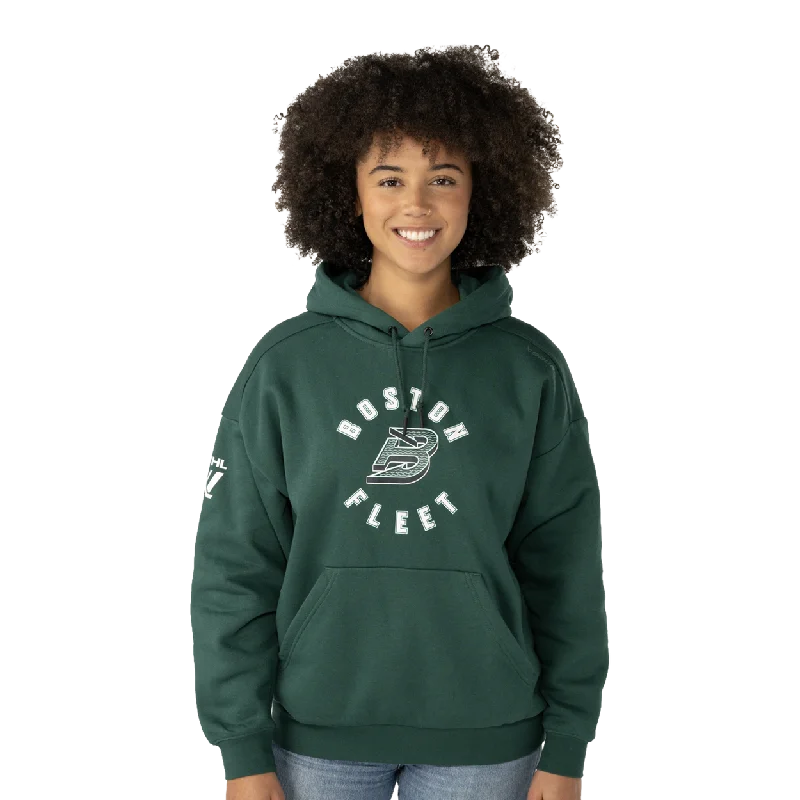 BAUER PWHL TEAM ULTIMATE HOODIE WOMENS BOSTON FLEET Hoodie with Applique Textured Unique BAUER PWHL TEAM ULTIMATE HOODIE WOMENS BOSTON FLEET Hoodie with Applique Textured Unique