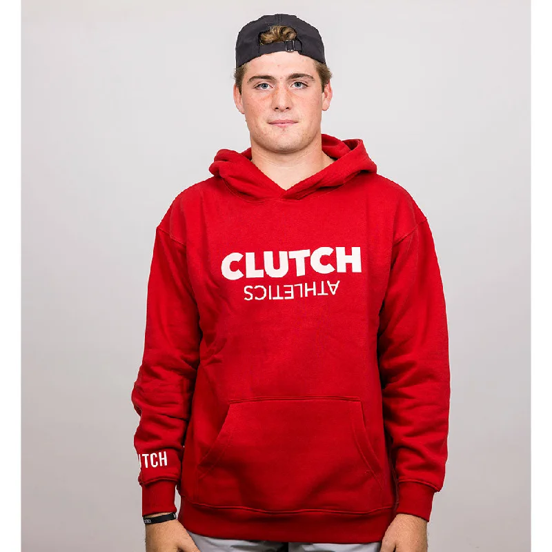 BCLUTCH PREMIUM RED HOODIE Hoodie with Hem Fringe Bohemian Relaxed