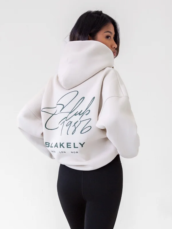 Club Oversized Hoodie - Chalk Hoodie with Embroidery Detailed Premium