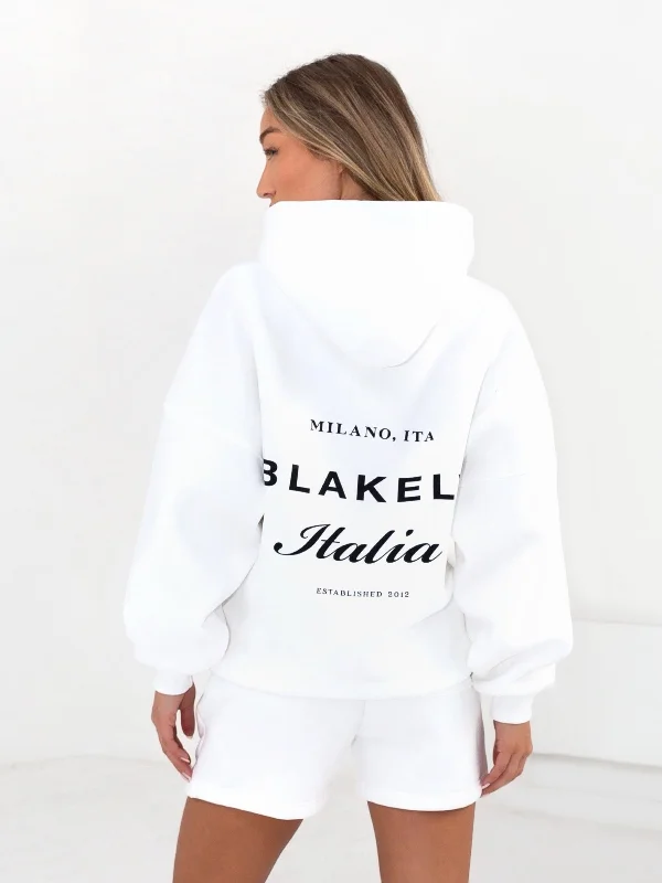 Italia Oversized Hoodie - Flat White Hoodie with Elastic Waist Stretchable Comfortable Italia Oversized Hoodie - Flat White Hoodie with Elastic Waist Stretchable Comfortable