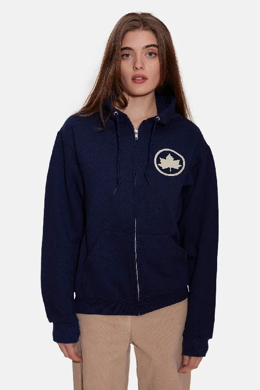 Bleecker Playground Zip Hoodie Navy/Cream Hoodie with Frayed Bohemian Relaxed