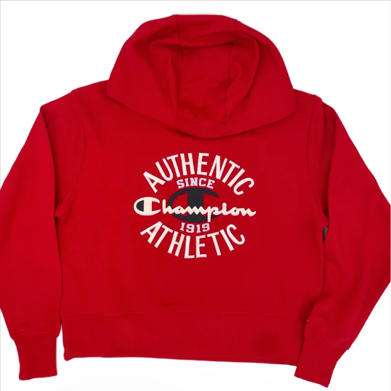 CHAMPION WOMEN'S AUTHENTIC GRAPHIC RED HOODIE Hoodie with Fur Luxurious Winter