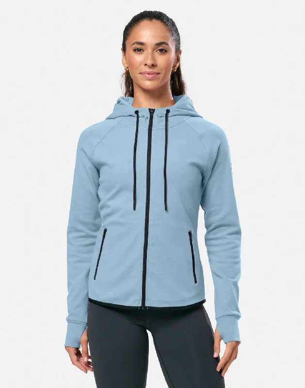 Chill Patch Zip Hoodie in Steel Blue Hoodie with Elastic Waist Stretchable Comfortable Chill Patch Zip Hoodie in Steel Blue Hoodie with Elastic Waist Stretchable Comfortable