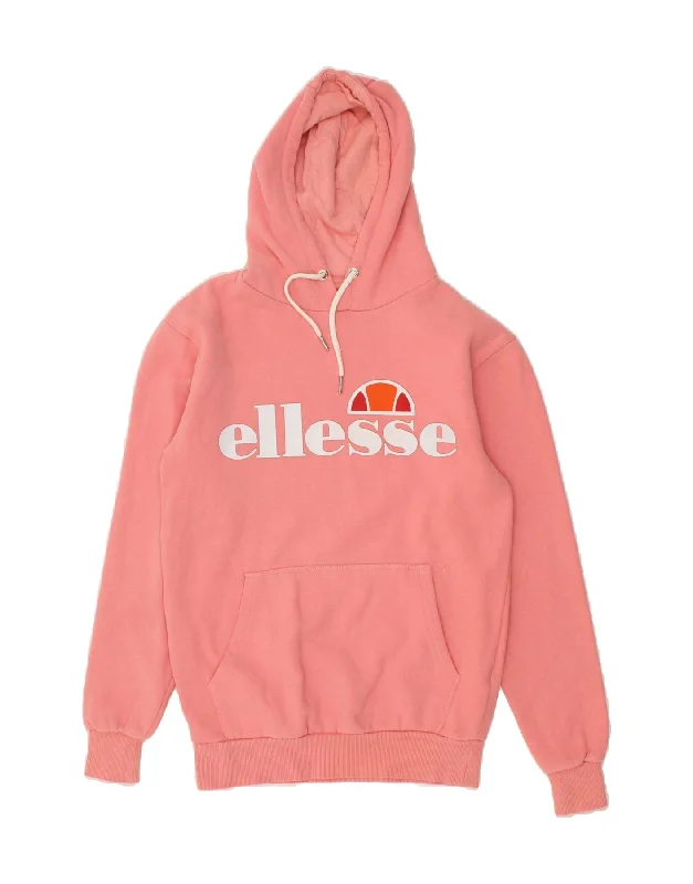 ELLESSE Womens Oversized Graphic Hoodie Jumper UK 6 XS Pink Cotton Hoodie with Drop Shoulder Relaxed Streetwear ELLESSE Womens Oversized Graphic Hoodie Jumper UK 6 XS Pink Cotton Hoodie with Drop Shoulder Relaxed Streetwear