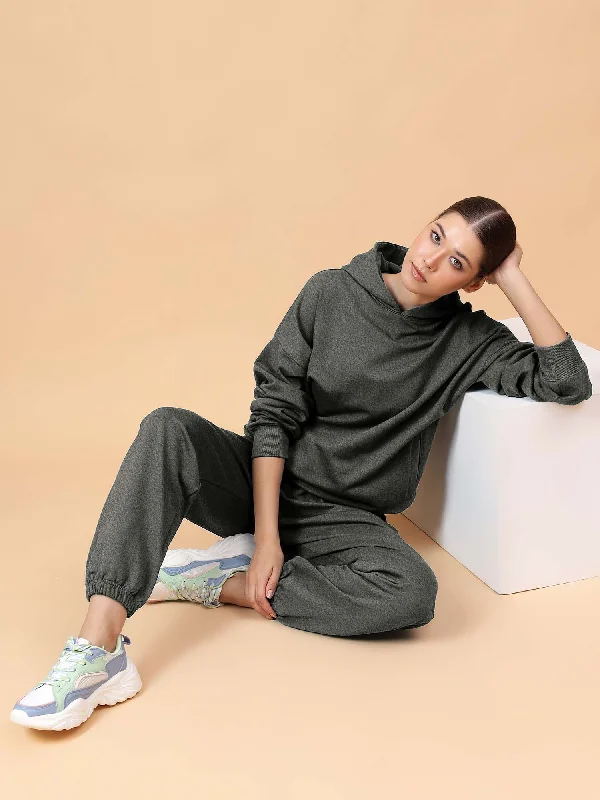 Fitkin Women Grey Melange CozyCore Fleece Hoodie Hoodie with High-Low Hem Asymmetrical Trendy Fitkin Women Grey Melange CozyCore Fleece Hoodie Hoodie with High-Low Hem Asymmetrical Trendy