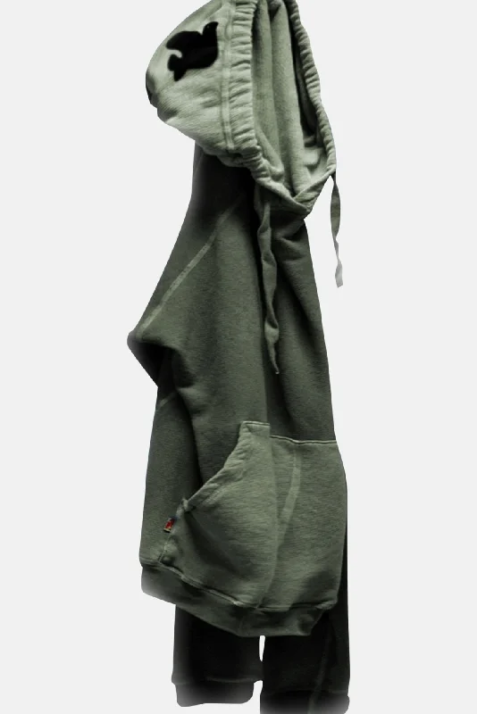 FreeCity SuperYumm Oversized Big Hoodie Bag Green Hoodie with Hem Raw Edge Edgy Unfinished FreeCity SuperYumm Oversized Big Hoodie Bag Green Hoodie with Hem Raw Edge Edgy Unfinished