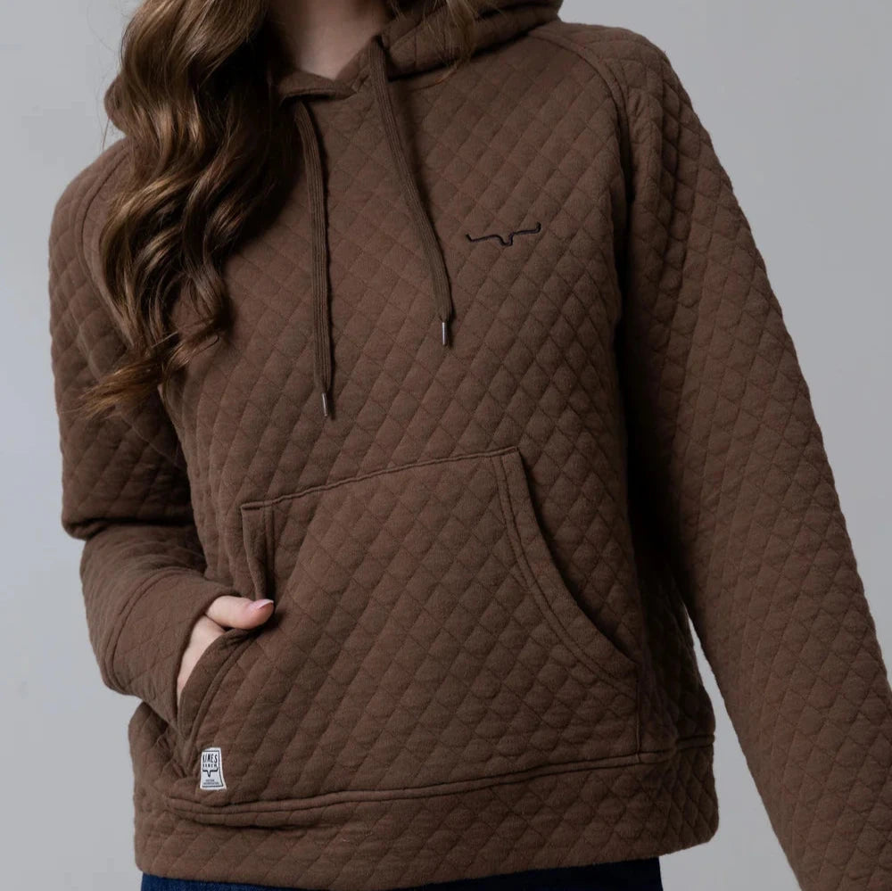 Kimes Ranch Women's Angel Fire Hoodie in Brown Hoodie with Side Slits Relaxed Casual Kimes Ranch Women's Angel Fire Hoodie in Brown Hoodie with Side Slits Relaxed Casual
