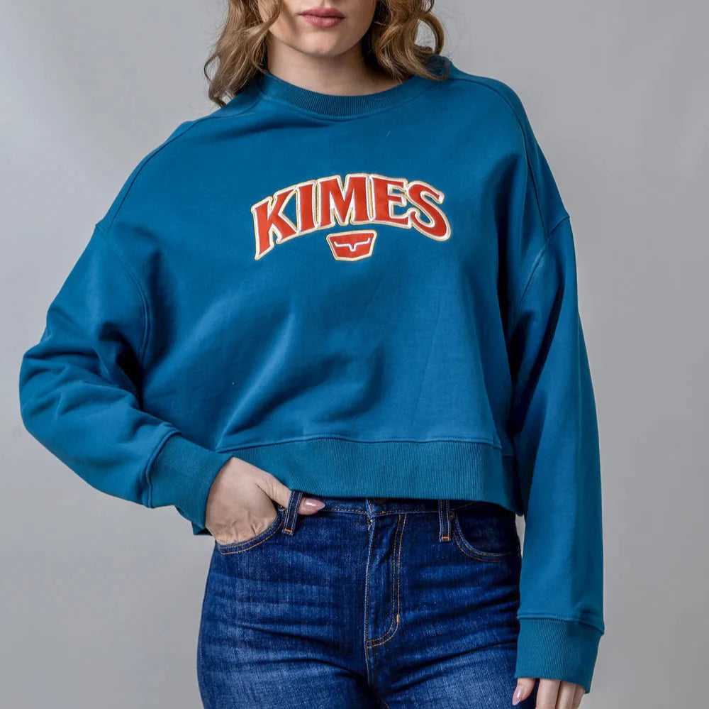Kimes Ranch Women's Colfax Crew Sweatshirt in Mid Blue Hoodie with Gradient Ombre Colorful Kimes Ranch Women's Colfax Crew Sweatshirt in Mid Blue Hoodie with Gradient Ombre Colorful