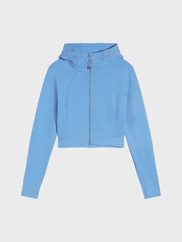 LULULEMON SINATRA BLUE SCUBA FULL ZIP CROPPED HOODIE Hoodie with Hem Fringe Bohemian Relaxed LULULEMON SINATRA BLUE SCUBA FULL ZIP CROPPED HOODIE Hoodie with Hem Fringe Bohemian Relaxed