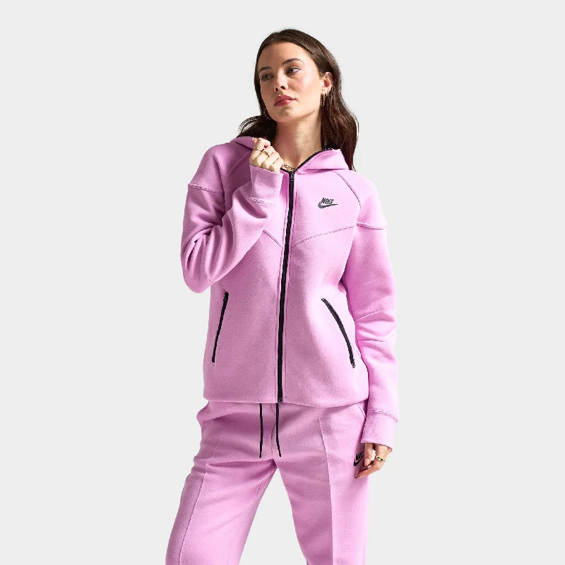 Nike Sportswear Women's Tech Fleece Windrunner Full Zip Hoodie Beyond Pink / Black Hoodie with High Neck Warm Protective Nike Sportswear Women's Tech Fleece Windrunner Full Zip Hoodie Beyond Pink / Black Hoodie with High Neck Warm Protective