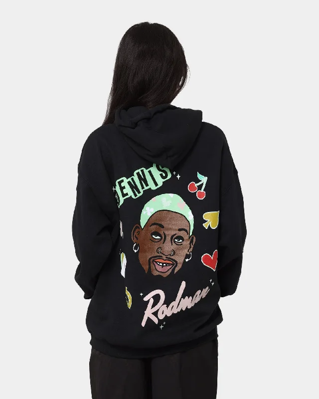 Rodman Brand 48 Hours In Vegas Hoodie Black Hoodie with Batwing Sleeves Loose Dramatic Rodman Brand 48 Hours In Vegas Hoodie Black Hoodie with Batwing Sleeves Loose Dramatic