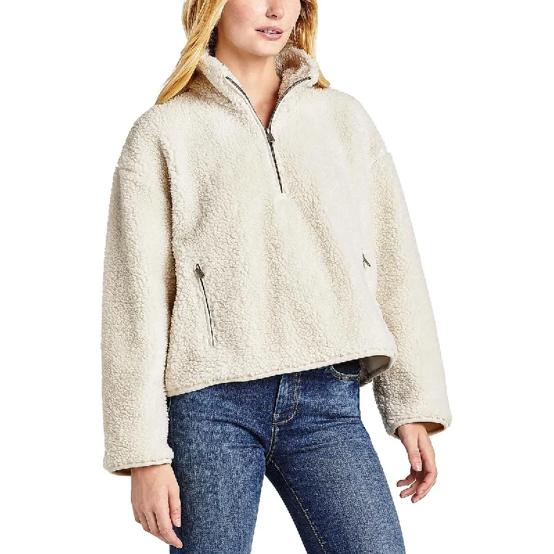 Splendid Womens Faux Fur 1/4 Zip Sweatshirt Hoodie with Elastic Waist Stretchable Comfortable Splendid Womens Faux Fur 1/4 Zip Sweatshirt Hoodie with Elastic Waist Stretchable Comfortable