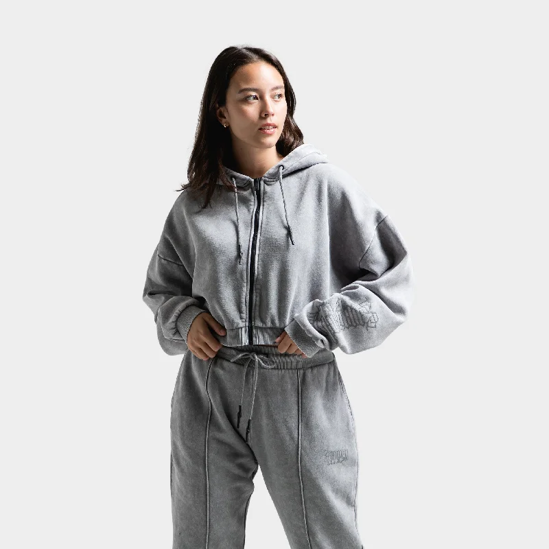 Supply & Demand Women's Monair Boxy Hoodie / Grey Hoodie with Tie-Dye Psychedelic Retro Supply & Demand Women's Monair Boxy Hoodie / Grey Hoodie with Tie-Dye Psychedelic Retro