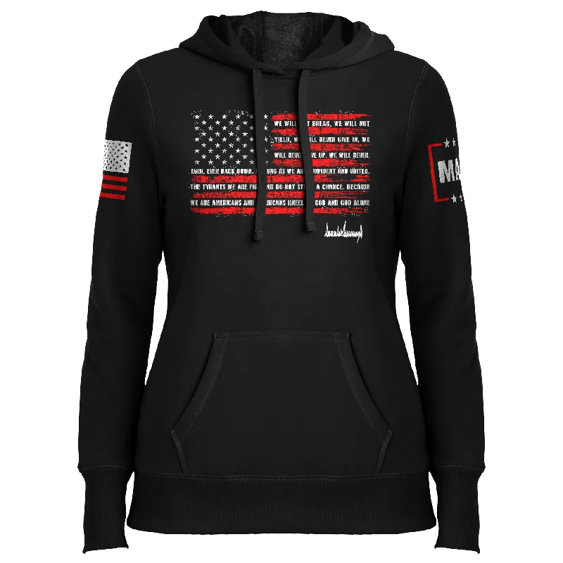 Trump Nation Proclamation Ladies Hoodie Hoodie with Hem Fringe Bohemian Relaxed