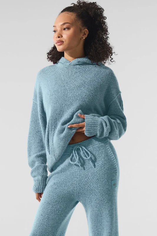 New Class Cashmere Hoodie - Celestial Blue Granite Heather Hoodie with Hidden Zipper Minimalist Clean New Class Cashmere Hoodie - Celestial Blue Granite Heather Hoodie with Hidden Zipper Minimalist Clean