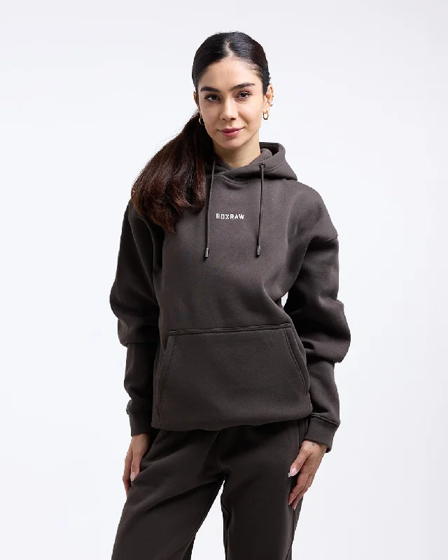 Johnson Hoodie - Mocha Hoodie with Ribbed Hem Stretchable Secure