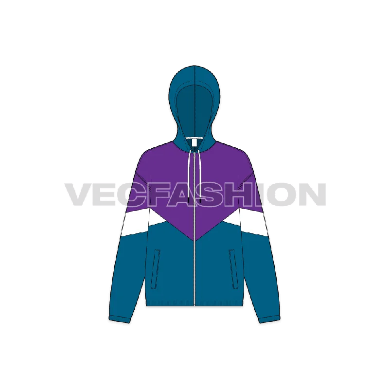 Women's Vector Windbreaker Hooded Sketch Hoodie with Front Slit Layering Stylish