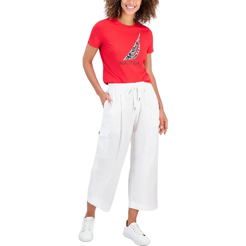 Womens High Rise Drawstring Cargo Pants Stylish Paperbag Waist Pants