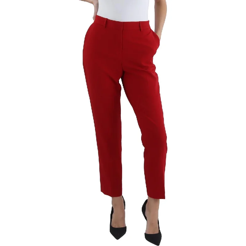 Womens Crepe Work Wear Ankle Pants Trendy Wide-Legged Trousers