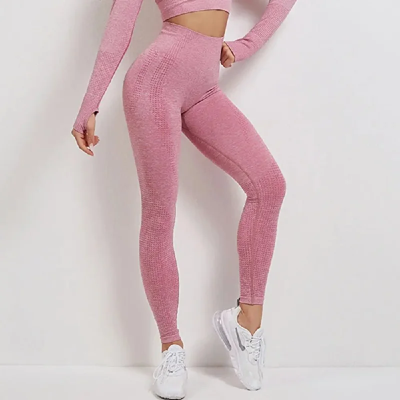 Seamless High Waist Yoga Pants with Energy Dotted Pattern Casual Sweatpants Style
