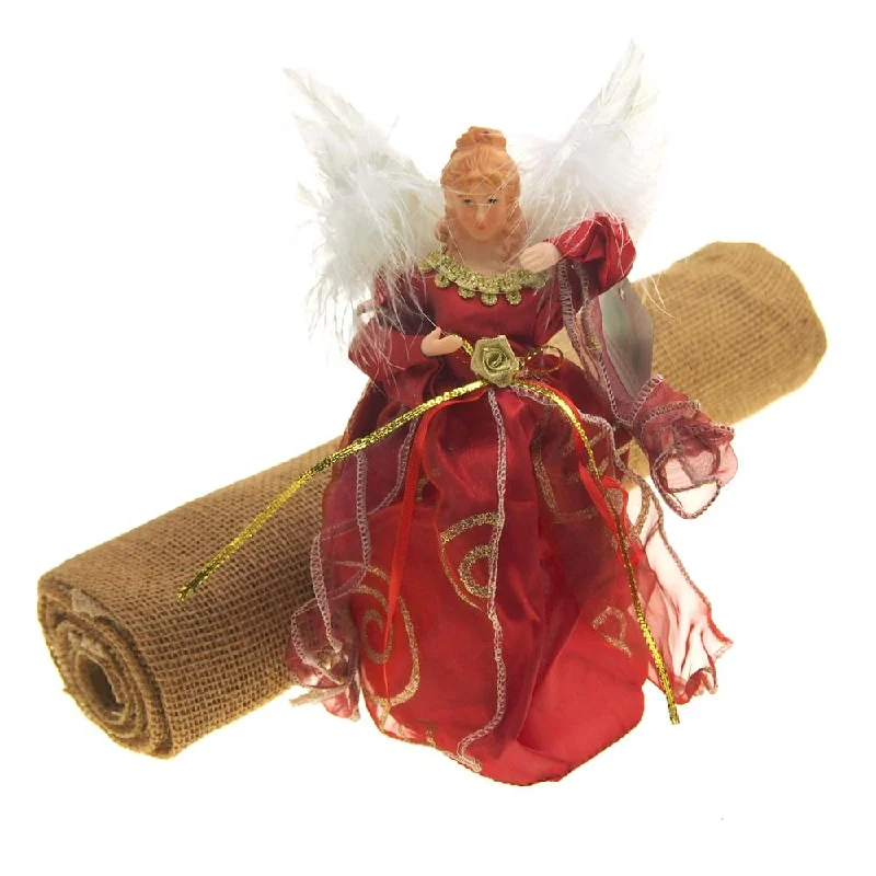 Christmas Tree Skirt Bundle with Angel Tree Topper, 2-Piece Set tiered skirt playful Christmas Tree Skirt Bundle with Angel Tree Topper, 2-Piece Set tiered skirt playful